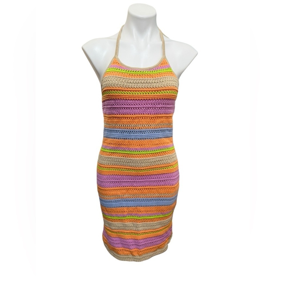 House of Harlow 1960 knit Crochet Knit Halter Mini Dress size medium